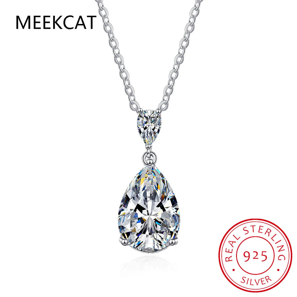 Real D Color 5ct Big Moissanite Necklace For Women Gift S925 Sterling Silver Water Drop Pendant Necklace Fine Jewelry