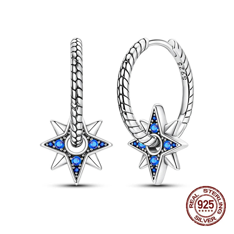 Romantic Women's 925 Sterling Silver Glass Butterfly Removable Earrings Luminous Star Date Party Wedding Exquisite Jewelry Gifts