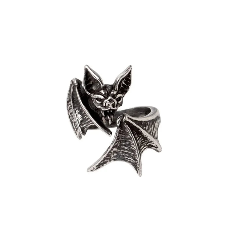 Personality Vintage Bat Ring For Women Index Finger Accessories Fashion Lady 925 Silver Ring Jewelry Female Adjustable Gift