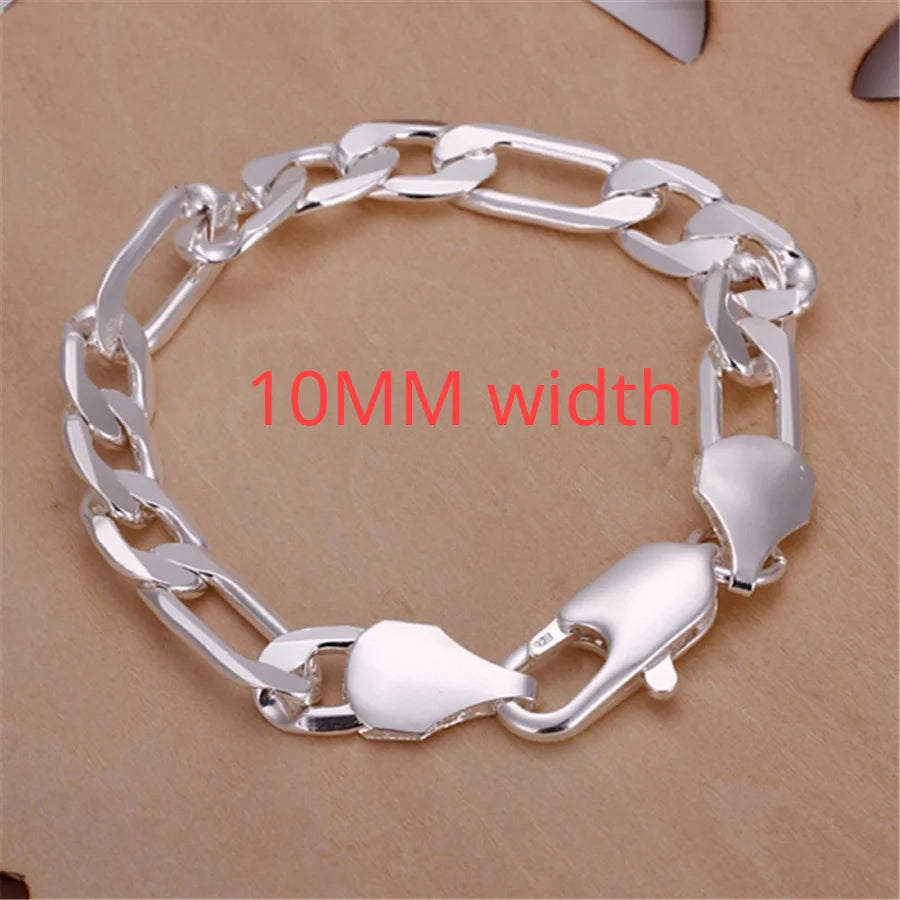 Noble 925 Sterling Silver Square Solid Chain Bracelet for Women Men Charm Party Gift Wedding Fashion Jewelry - Madeinsea©