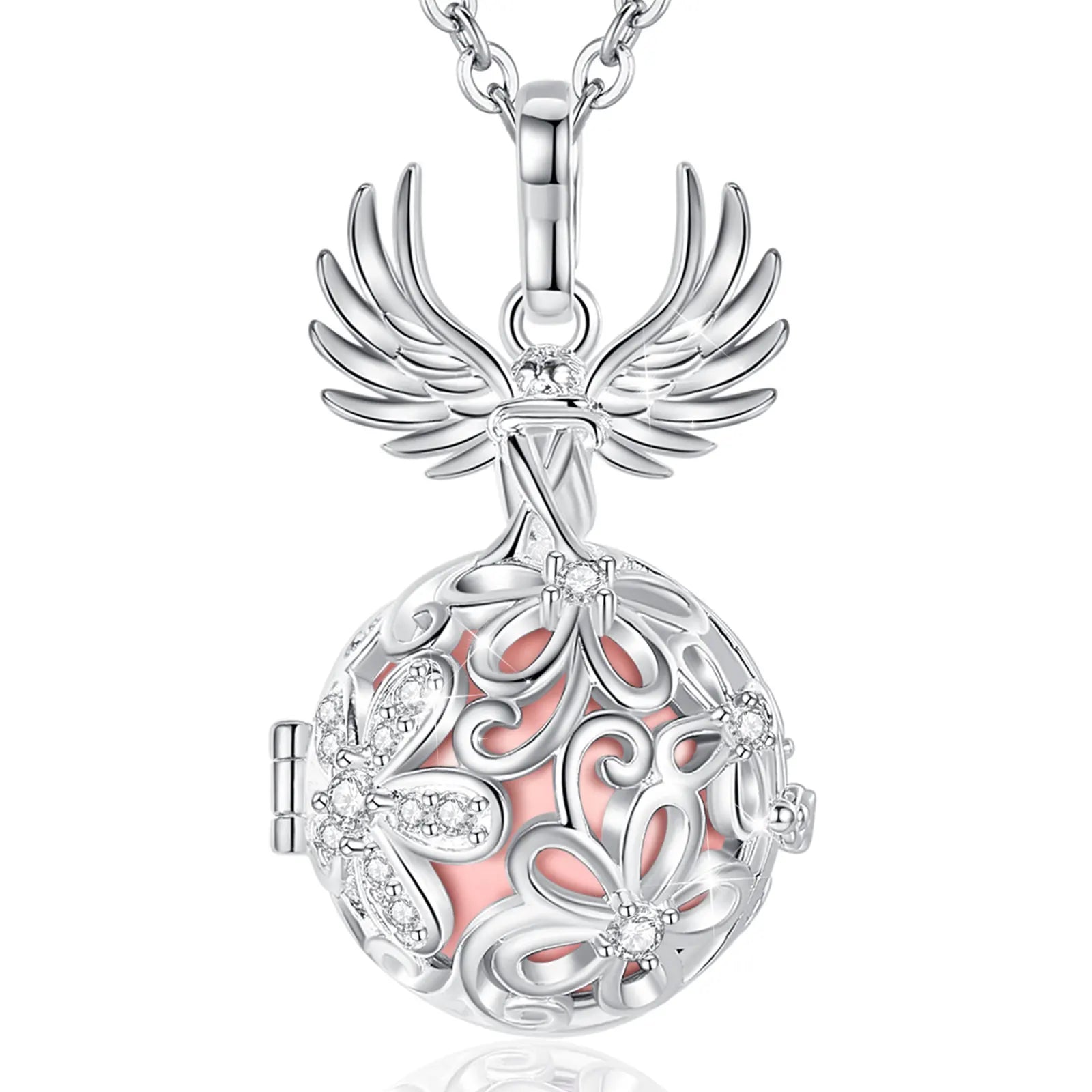 Eudora Collier Bola de Grossesse Necklace 18MM Ball Flower Angel Caller Musical Bell Pendant DIY Jewelry Gift for Pregnant Women