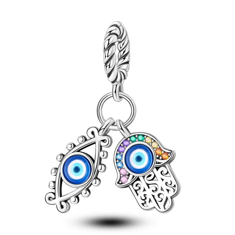 925 Sterling Silver Blue Devil Eyes Charms Airplane Globe Earth Suitcase Travel Fit Original Bracelet For Women DIY Jewelry Bead