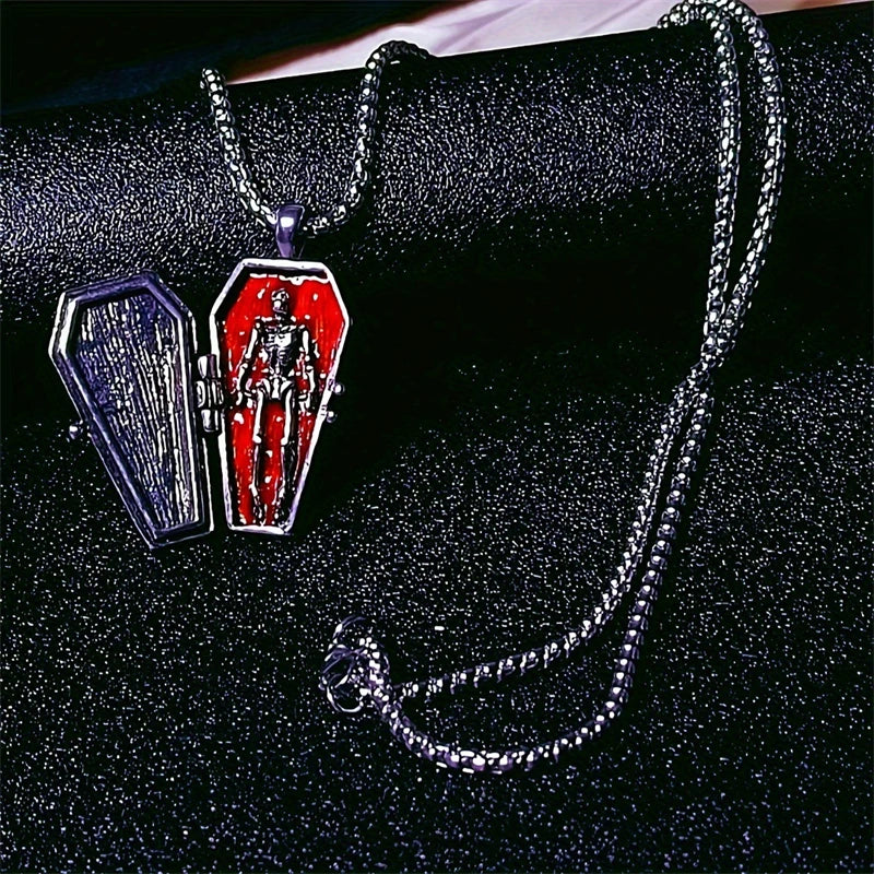 Dunkelrote Kristall-Blumen-Dornen-Anhänger-Halskette für Damen und Unisex, Gothic-Punk-Liebesherz-Skelett-Totenkopf-Choker, Halloween-Schmuck