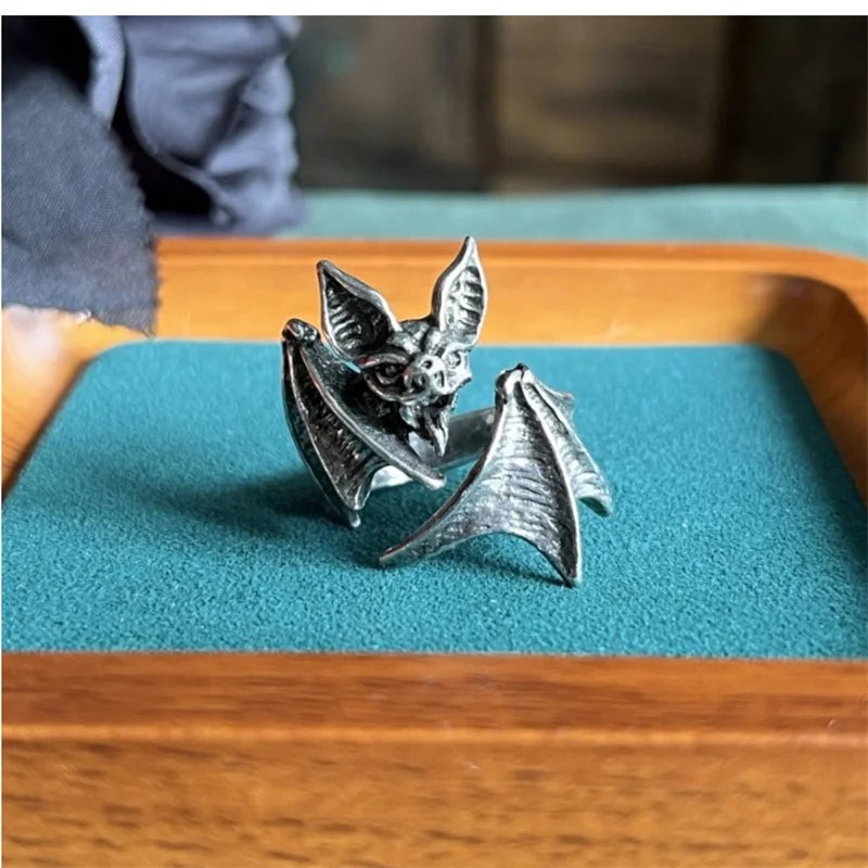 Personality Vintage Bat Ring For Women Index Finger Accessories Fashion Lady 925 Silver Ring Jewelry Female Adjustable Gift