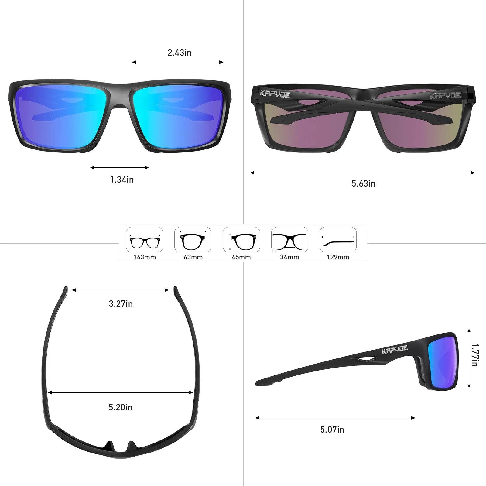 Kapvoe Polarisierte Wanderbrille für Herren, UV400-Gläser, PC-Gläser, HD-Gläser, Outdoor-Sonnenbrille 2025