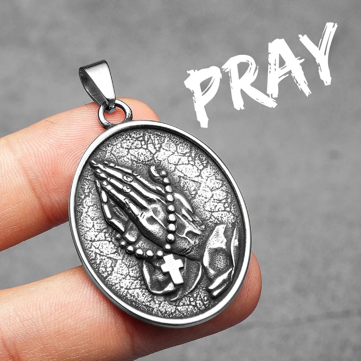 Retro Prayer Pendants Cross Pray Necklace 316L Stainless Steel Men Women Chain Rock Rap for Male Jewelry Xmas Gift Wholesale