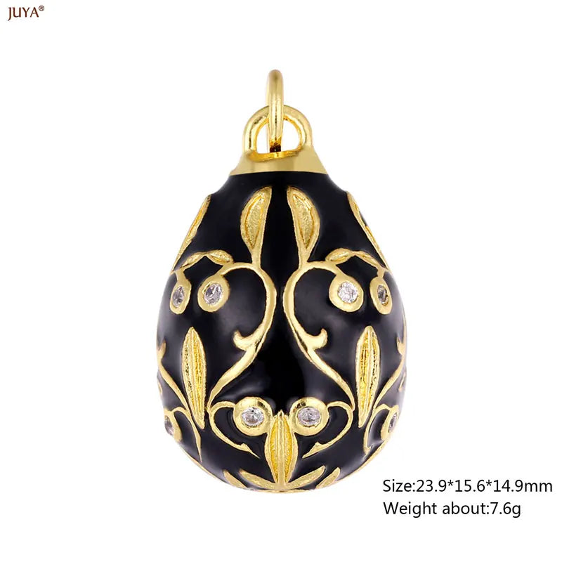 JUYA New 3D Water Drop Pendant Bohemia Type CZ Enamel Charm For DIY Women Necklaces Jewelry Making Accessories