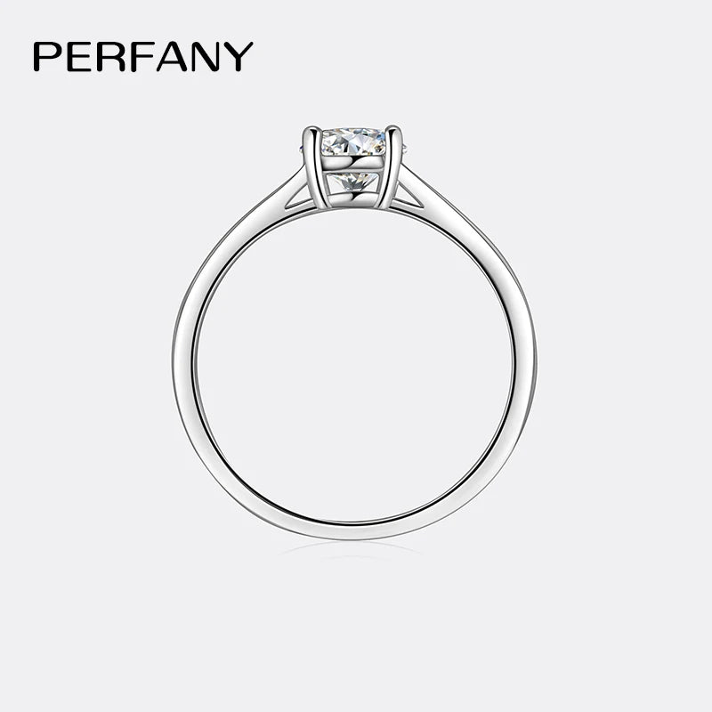 PERFANY 1/2/3CT Oval Moissanite Ring For Women S925 Pure Silver Pigeon Egg Sparkling Engagement Ring Wedding Jewelry Gift - Madeinsea©