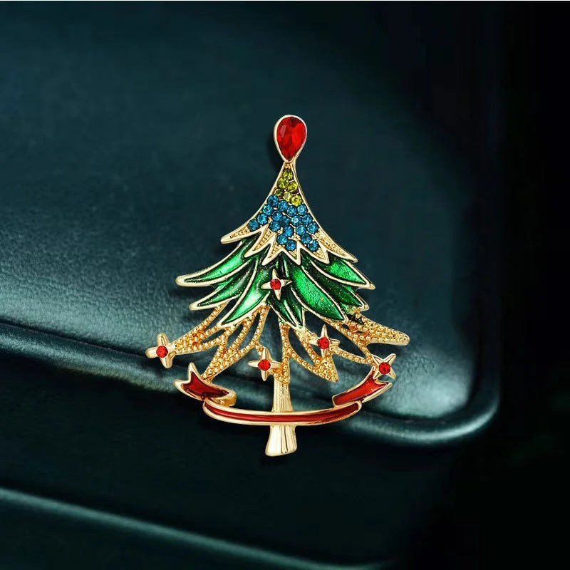 Full Rhinestone Lovely Dancing Deer Brooches For Women Colorful Zircon Snowman Santa Claus Wreath Lapel Pins Christmas Jewelry