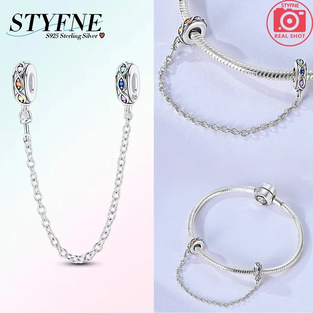 Original 100% 925 Sterling Silver Clasp Clip Bead Star Moon Safety Chain Fit 925 Original Bracelet DIY Jewelry Making Women Gift