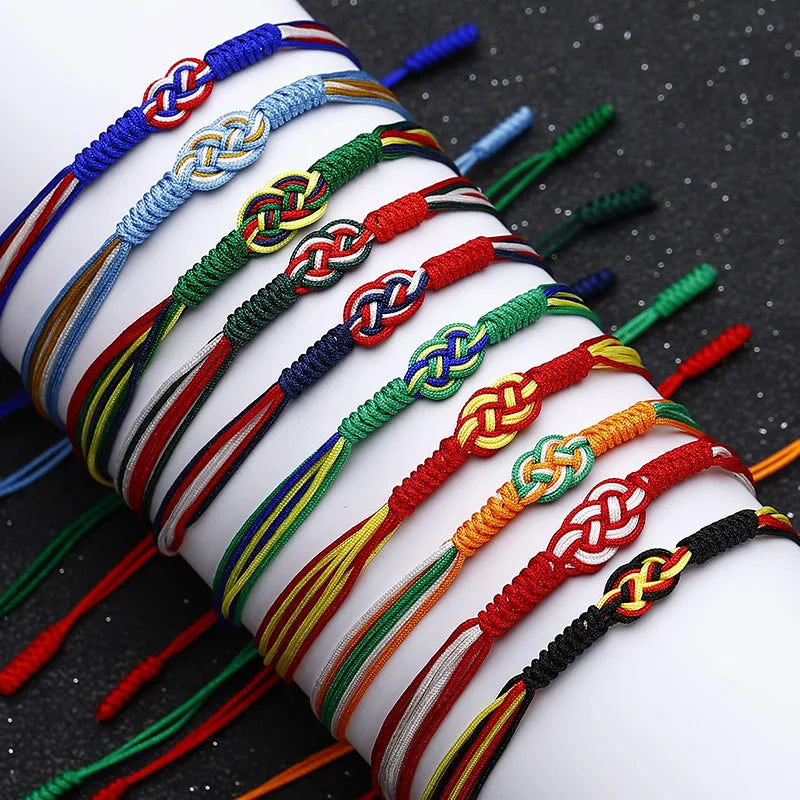 Stylish Handmade National Flag Color Bracelet Unisex Good Luck Weaven String Braslet Adjustable National Day Braclet Pulseria