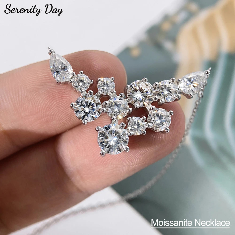 Serenity 4.8ct D Color Moissanite Necklace Women Bridal Gift 100% S925 Sterling Silver Sparkling Lab Diamond Pendant Neck Chain - Madeinsea©