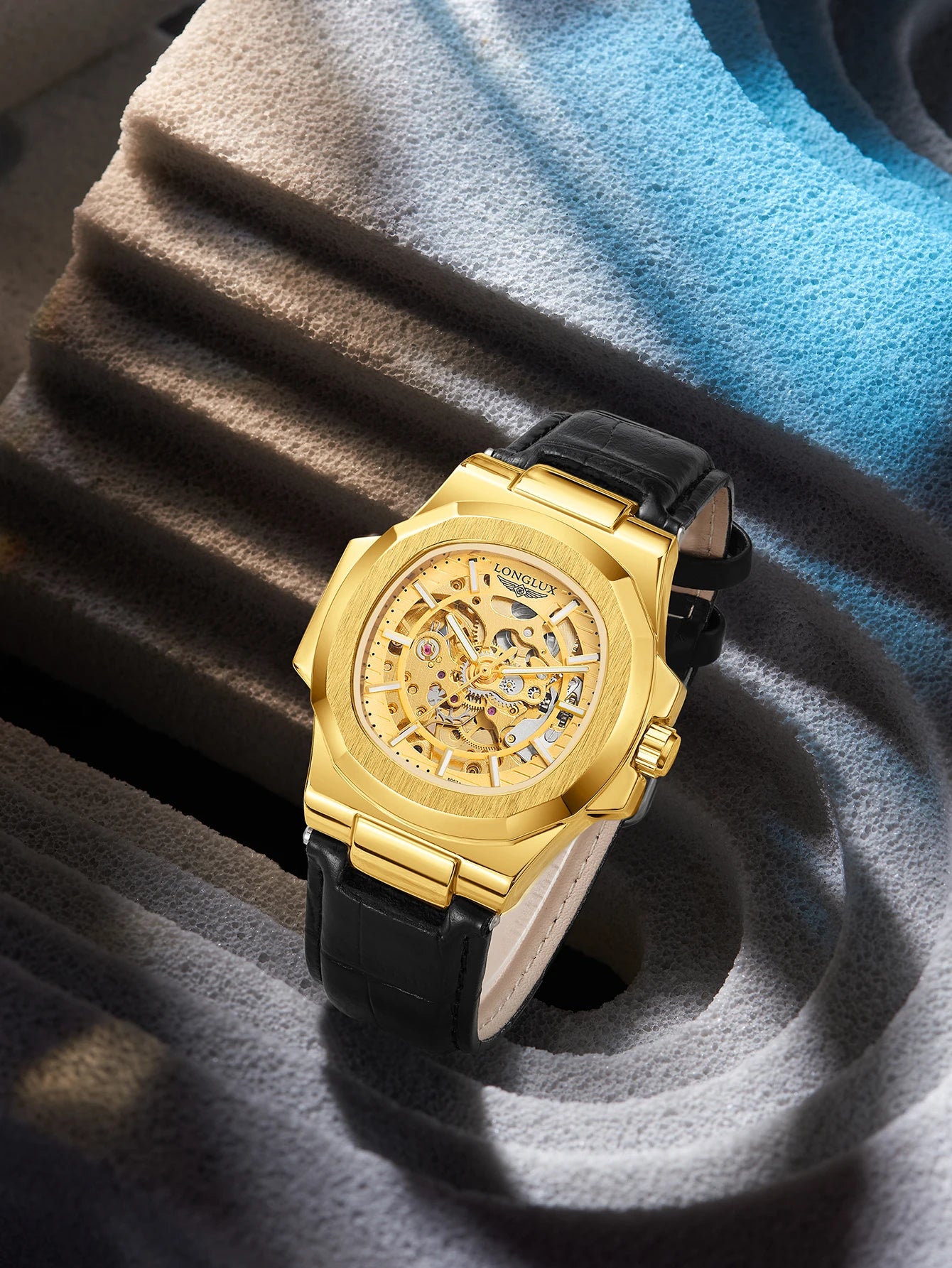 LONGLUX automatic mechanical watch outdoors simple luxury watches waterproof cheap wholesale skeleton leather mens watch gift - Madeinsea©