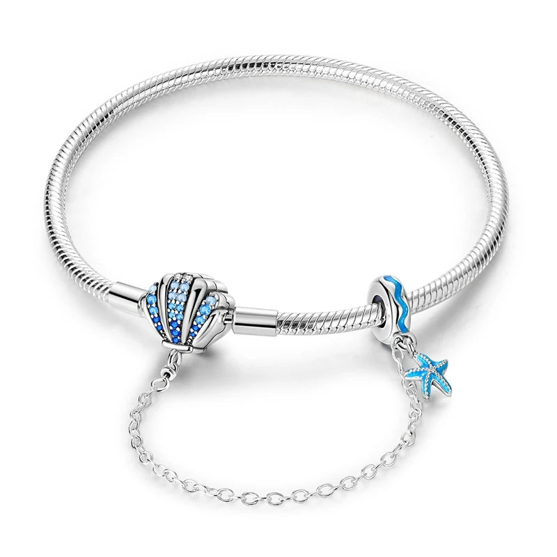 New Springtime 925 Silver Colorful Flower Butterfly Daisy Bracelets With Safety Chain Fit DIY Charms Beads Fine Birthday Jewelry