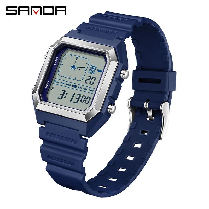 SANDA 6307 Fashion Digital Watches for Man Multifunction Luminous Chronograph Calendar Outdoor Sport Waterproof Electronic Watch