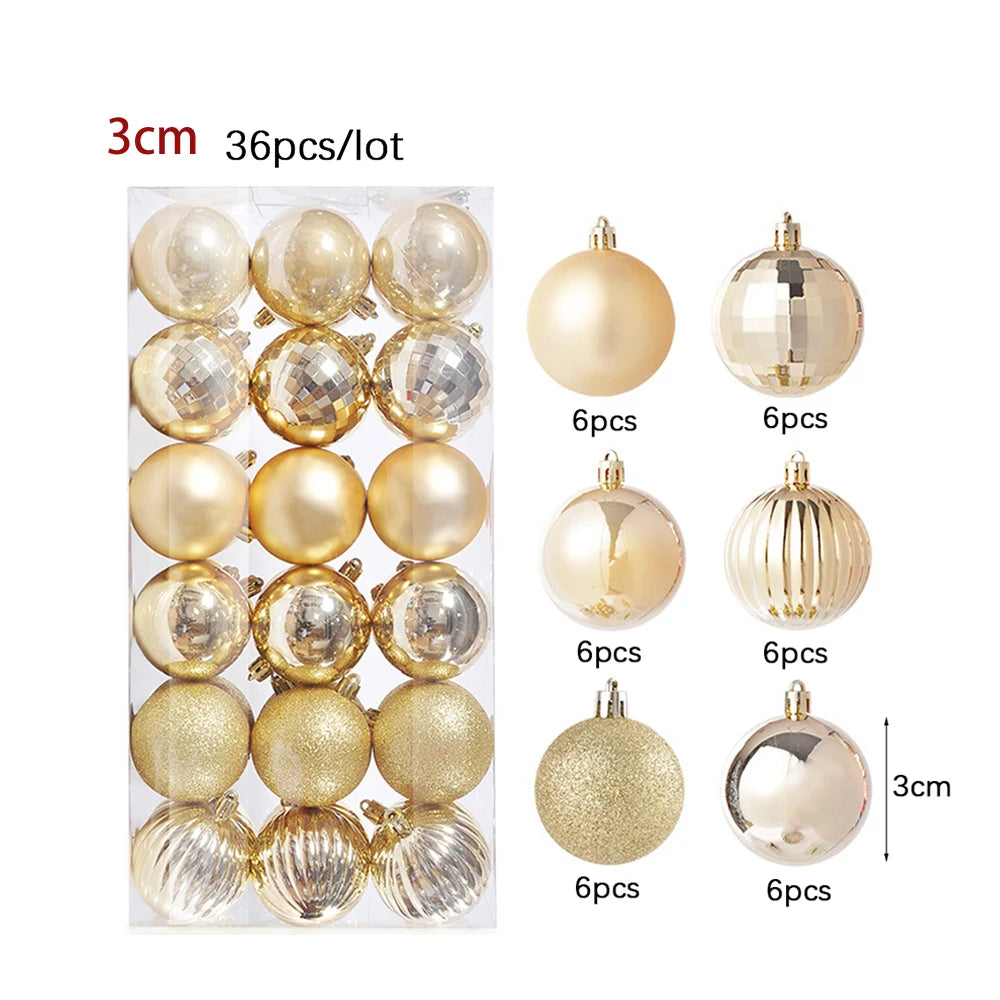 3/4Cm Christmas Ball Decoration Christmas Tree Ball Ornament Pendant Hanging Decor Merry Christmas Decoration Home New Year 2024