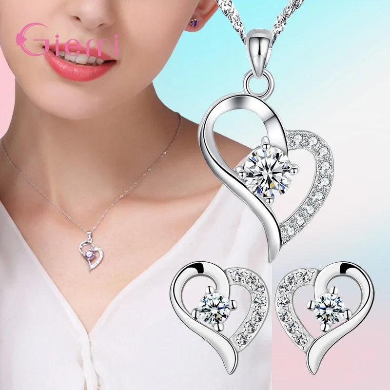 925 silber Neue Ankunft Vielfältigen Pfirsich Herz Form Mode Hochzeit Engagement Geschenk Halskette Ohrringe Schmuck Sets