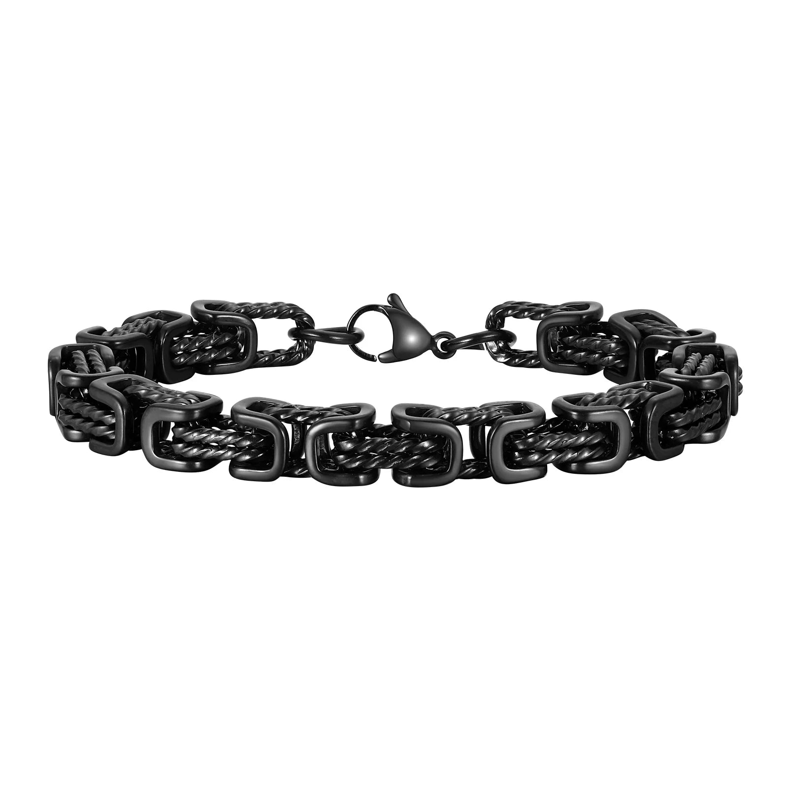 Klobige byzantinische Armbänder für Herren, Retro-Grau, 8 mm geflochtenes Gliederarmband aus Edelstahl, Vintage-Schmuck, Geschenk für ihn, Jungen