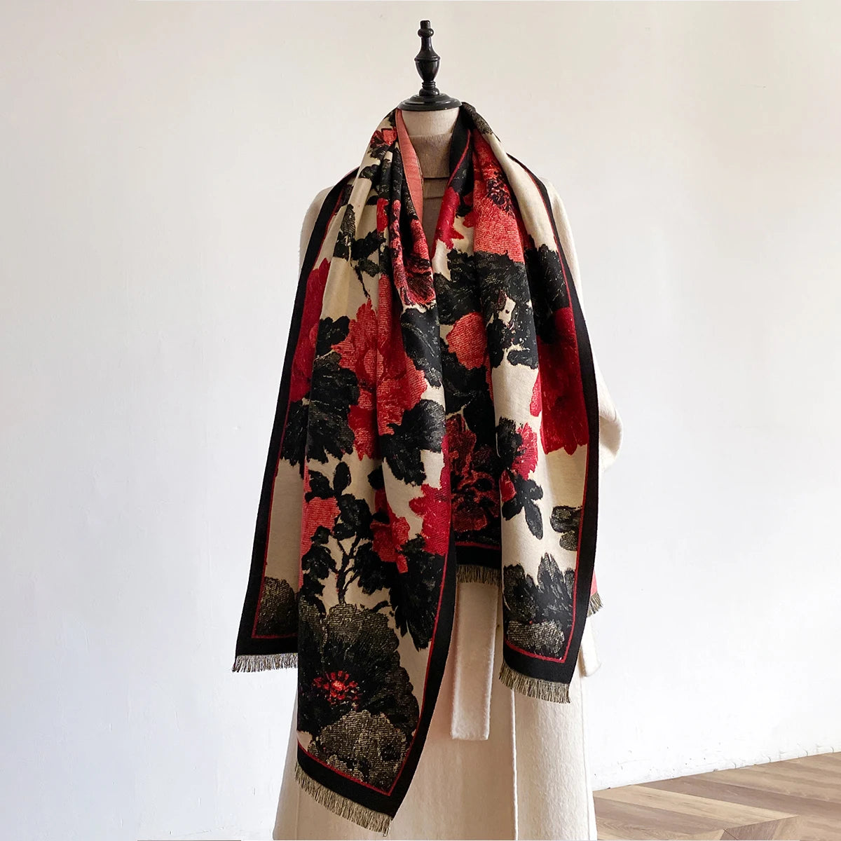 Women Winter Thick Warm Faux Cashmere Scarf Fashionable Luxurious Blanket Scarf Patterned with Design - Madeinsea©