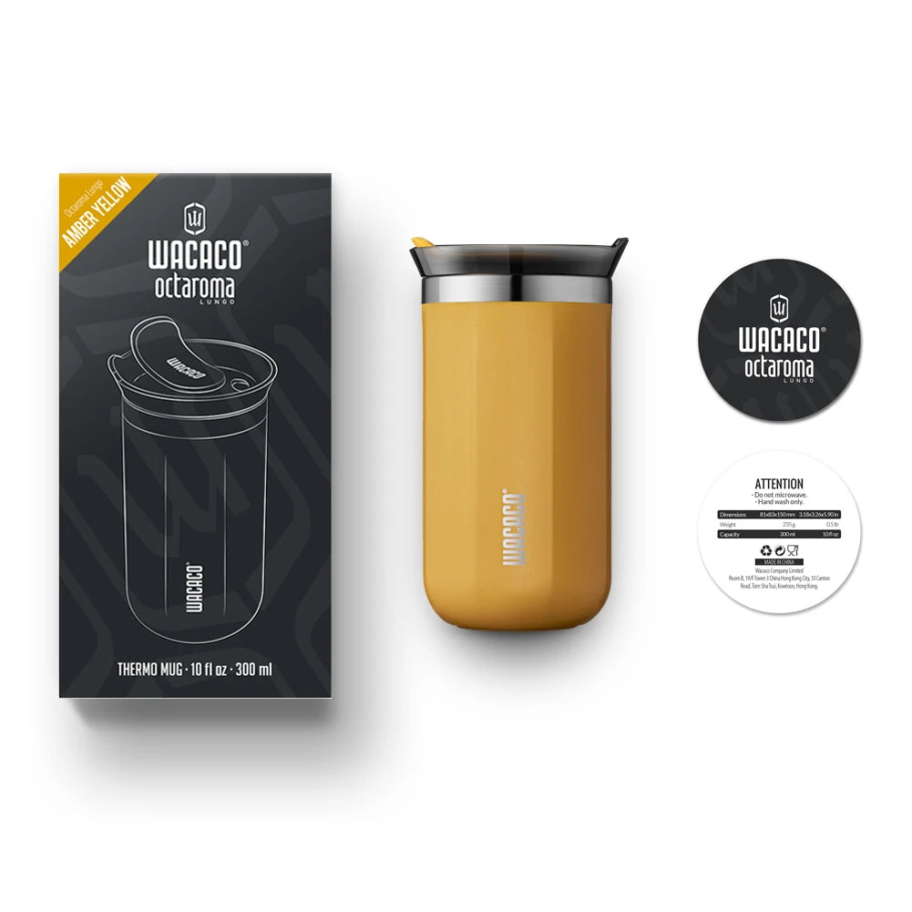 WACACO Octaroma Vacuum Insulated Coffee Mug, Double-wall Stainless Steel Travel Tumbler, 6/10/15 fl oz, thermo, Valentines Gift - Madeinsea©