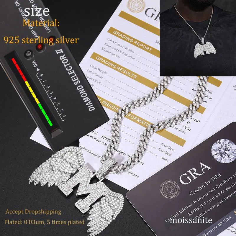 TUHE Unisex 925 Pipe Pendant Necklace Iced Out Moissanite Gold Silver Color Charm Hip Hop Fine Jewelry