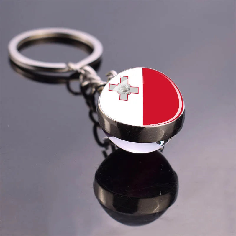 Europe Countries Flag Glass Ball Keychain Russia France Spain UK Italy Poland Ukraine Flag Keyring Travel Gift