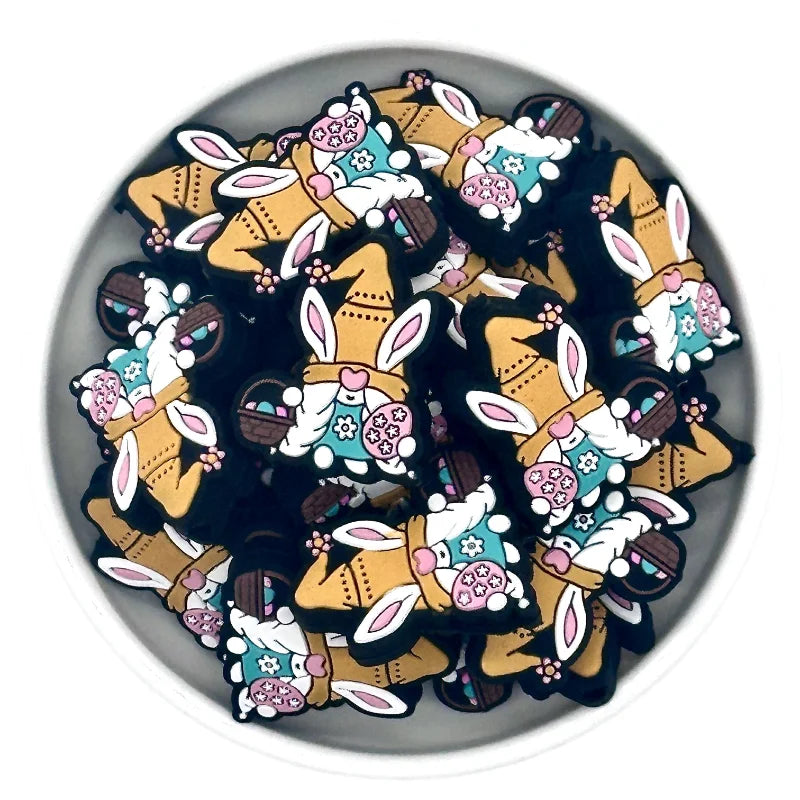 10/20PCS  Easter Series Silicone Focal Beads DIY Necklaces Jewelry Plastic Pen Beads Key Chain Car Decoration Chains Bag Chains