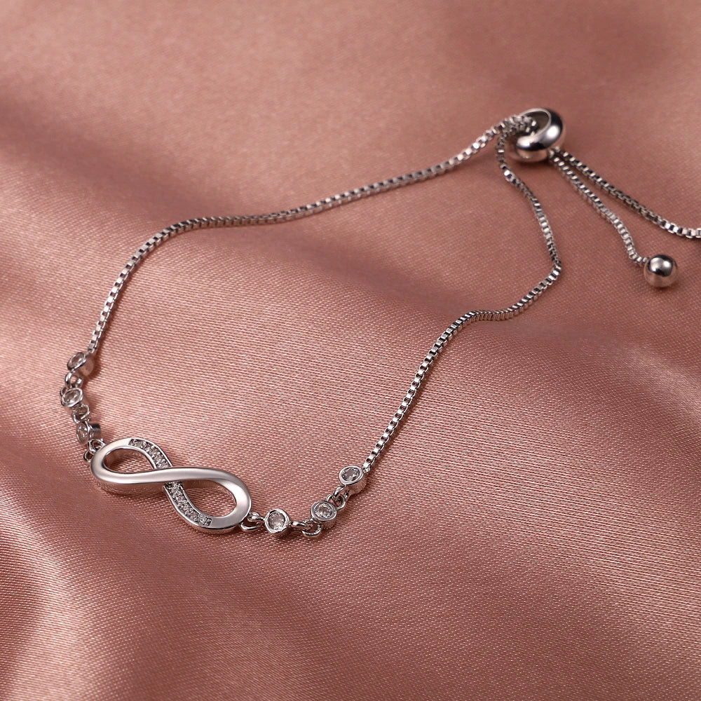 Trendy Bracelet For Women 925 Silver Sparkling Lucky Infinite Symbol Sakura Sunflower Butterfly Pendant Bracelet Wedding Jewelry