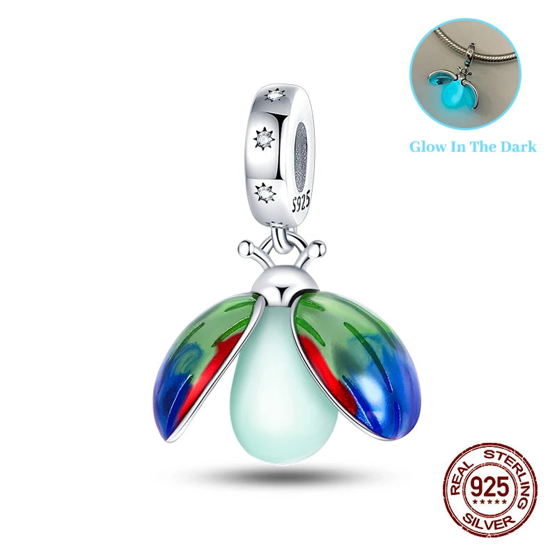 Classic 925 Sterling Silver Beads Luminous Firefly Star Chameleon Charms Pendants Fit Original Bracelet DIY Jewelry For Woman