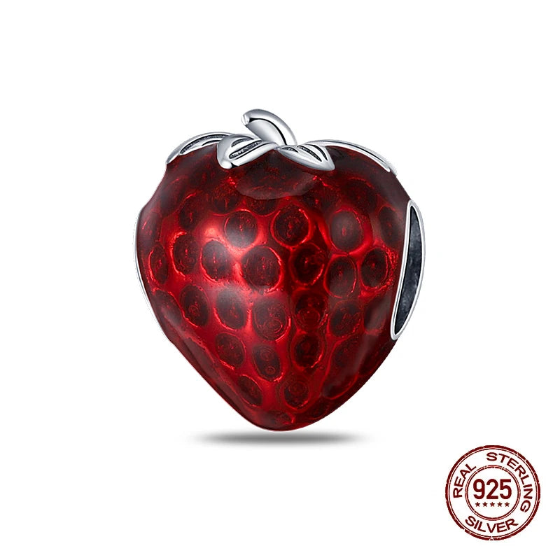 925 Silver Change Color Strawberry Cherry Avocado Fruit Series Charms Beads For 925 Original Bracelets DIY Birthday Jewelry Gift