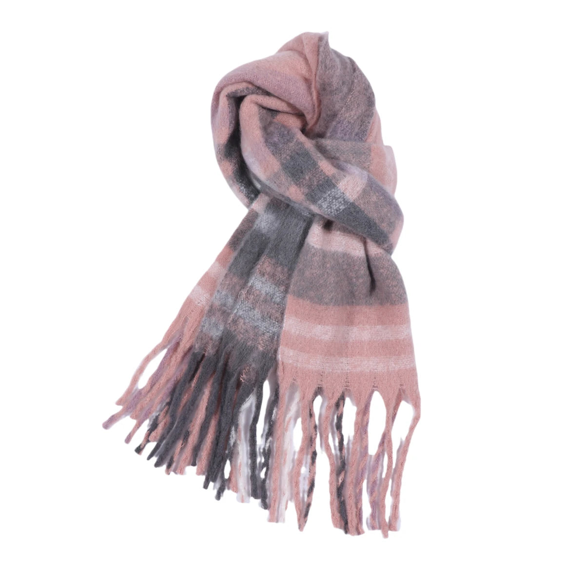 Winter Thick Stripe Cashmere Scarf for Woman Men Fashion Pashmina Large Tassel Shawls Wraps Soft Bufanda Warm Muffler Scarves