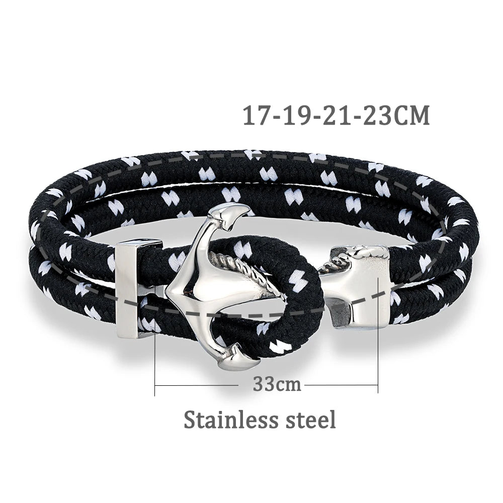 MKENDN Minimalist Nautical Style Anchor Bracelets Men Women Mulitcolor Surfer Rope Bracelet Stainless Steel Boat Hook