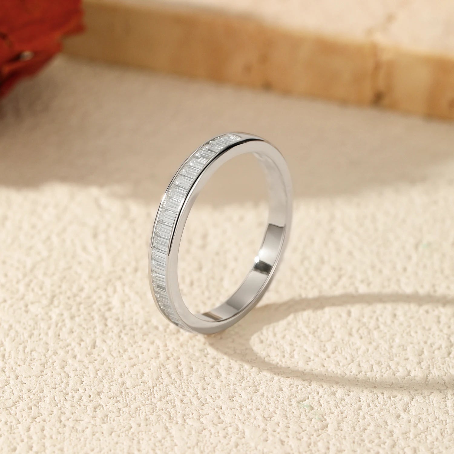 MODIAN Dazzling D Color Rectangle Moissanite Stackable Rings 925 Sterling Silver Eternity Band Rings For Women Fine Jewelry - Madeinsea©