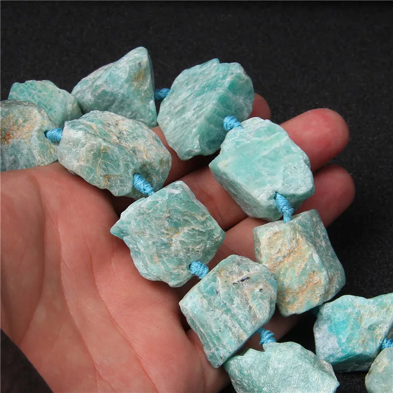 Rough Rose Quartzs Amethysts Raw Bead Freeform Irregular Lapis Lazuli Amazonite Mineral Beads For Jewelry Craft Handmade 20-30mm