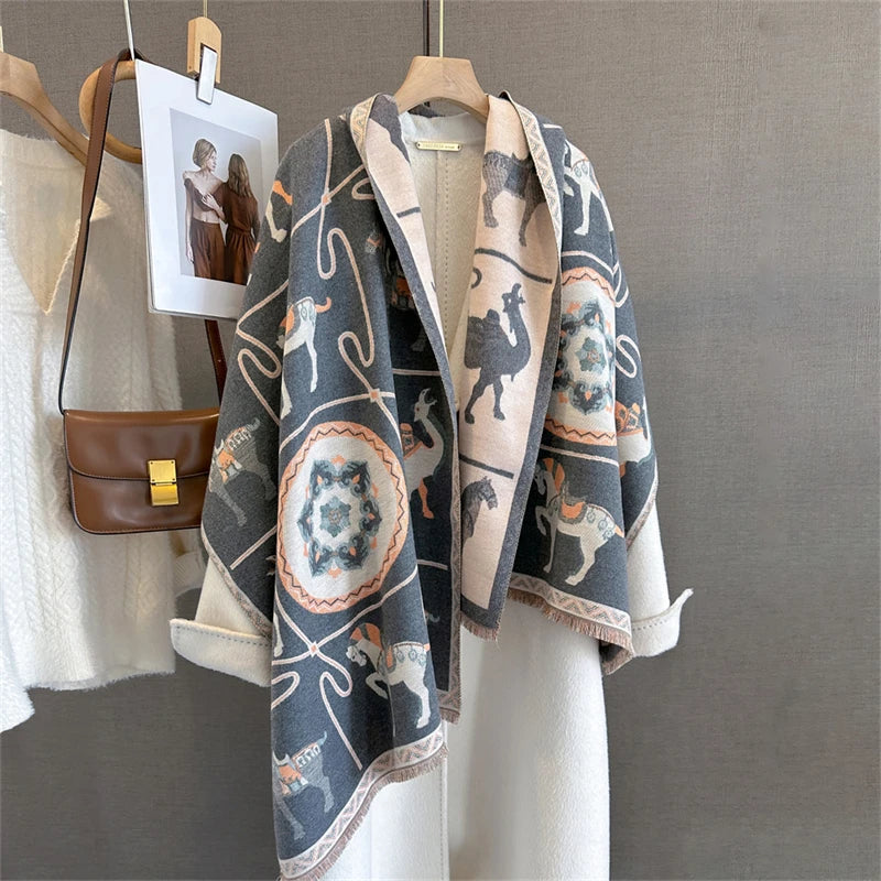 Cashmere Scarf for Women Thick Warm Winter Blanket Brand Female Luxury Quality Shawl Wrap Bufanda 2024 Poncho Echarpe Pashmina - Madeinsea©