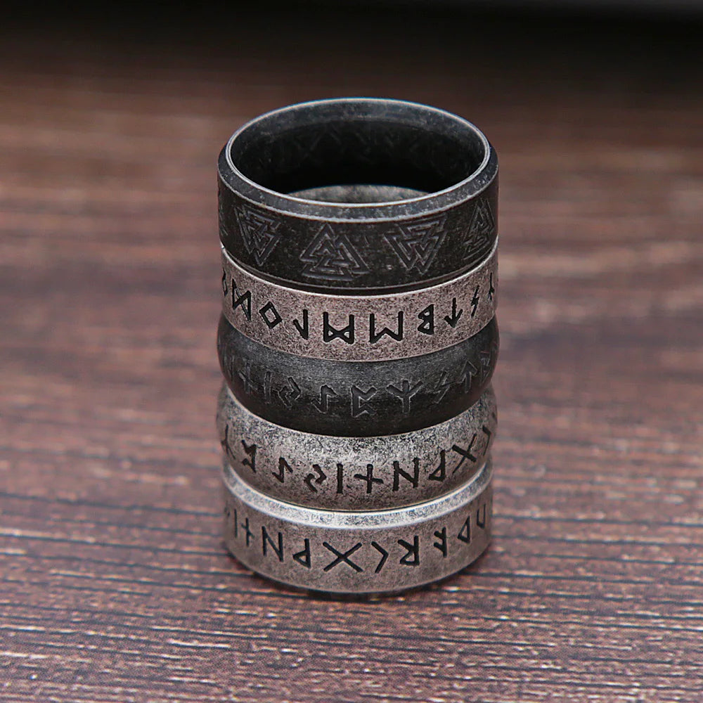 Nordic Retro Viking Stainless Steel Rune Ring For Men