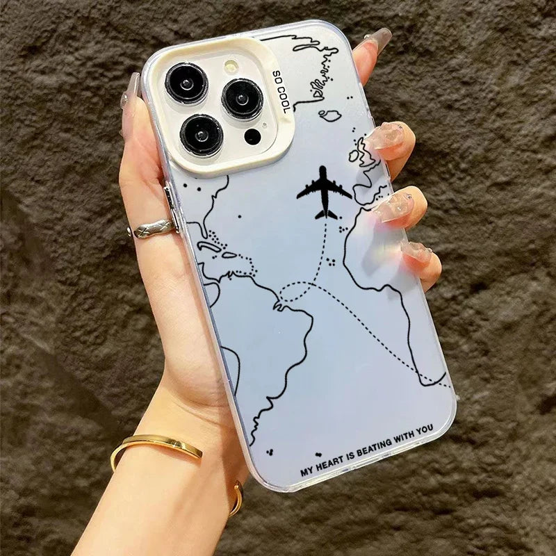 Travel-Inspired Airplane Route Design Phone Case for Xiaomi Redmi 12 4G Redmi Note 13 12 Pro Plus 5G 12S 11S 11 10S 10 Pro Cover