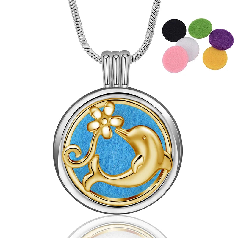 Eudora Copper Perfume Essential Oil Diffuser Necklace Aromatherapy Diffuser Locke Pendants Healing Jewelry Gift