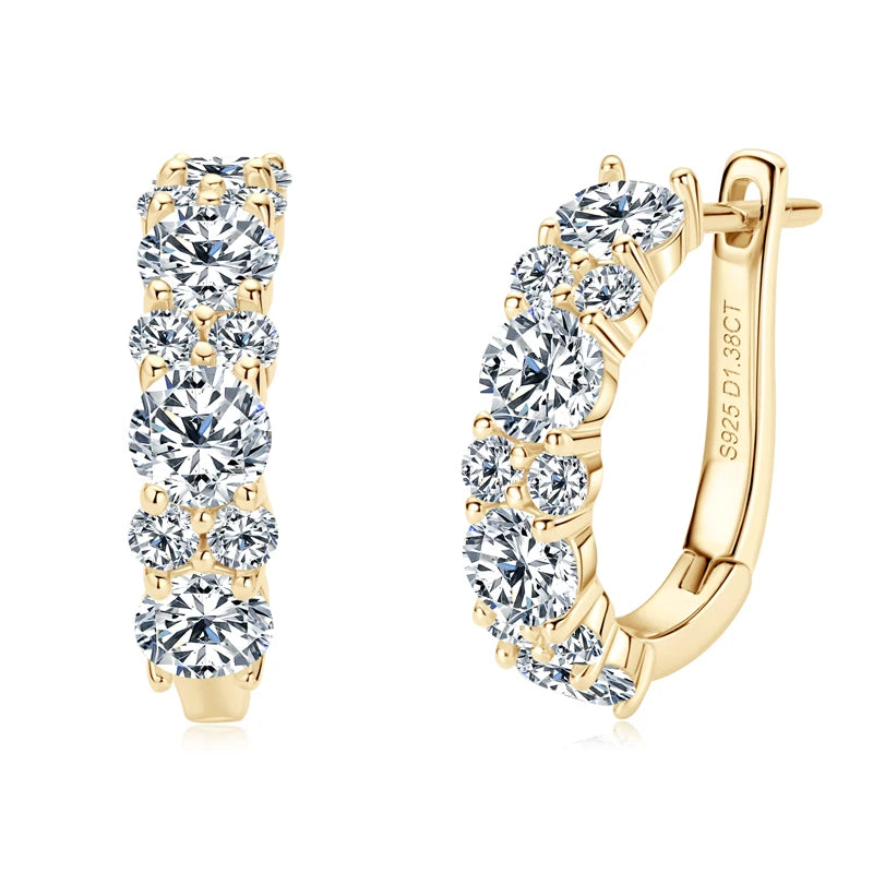 OXTAO D Color Moissanite Hoop Stud Earrings For Women 925 Sterling Silver Piercing Earring Fine Jewelry Gift GRA Certified