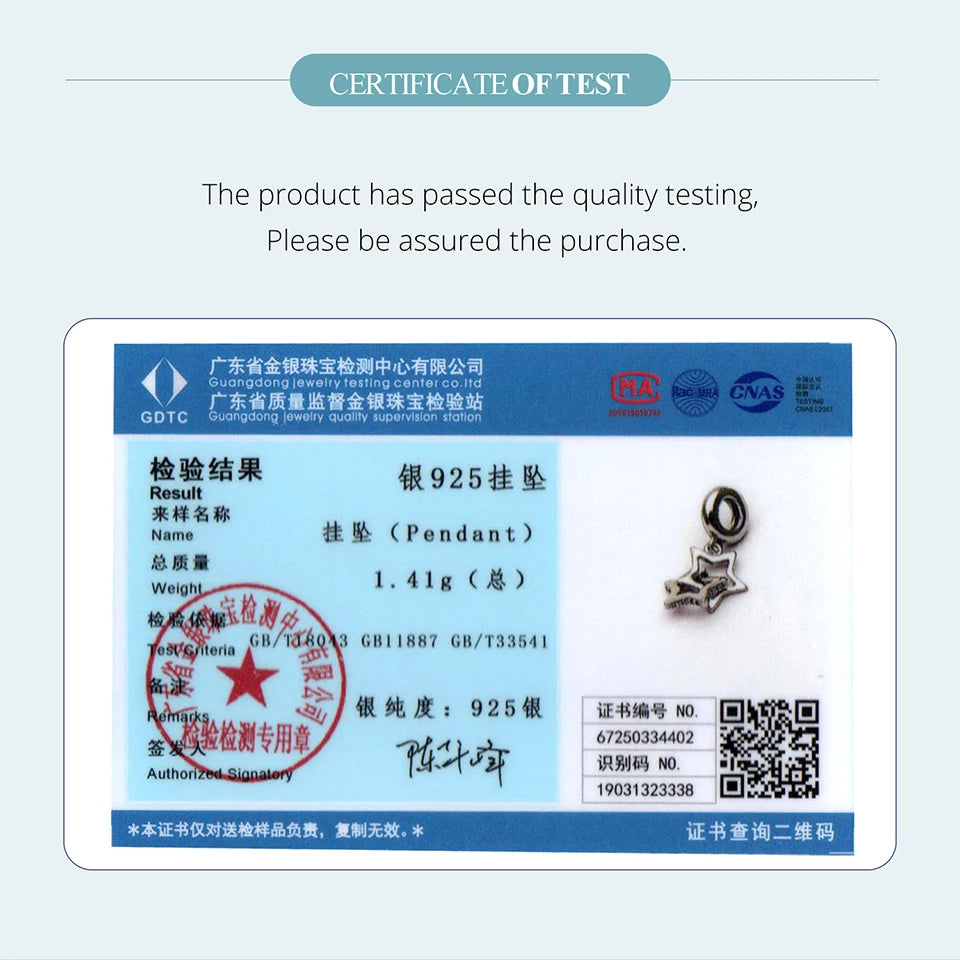 BAMOER Solid 925 Sterling Silver Classic Dancing Star Charm Pendant fit Original Bracelet DIY Jewelry Accessories bamoer Bead