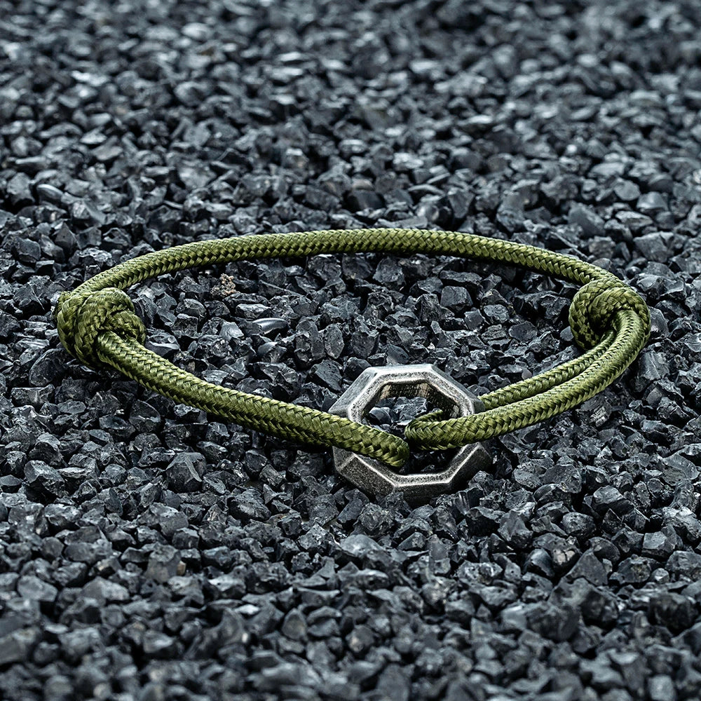 MKENDN New Mens Bracelet with Stainless Steel Rings Adjustable Rope Bracelet Men Women Waterproof Bracelet Gift For Himself