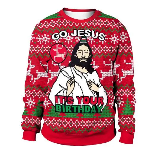 Clothing Wholesale Unisex Men Women 2026 Ugly Christmas Sweater Santa Elf Christmas Funny Fake Hair Sweater Autumn Winter Tops