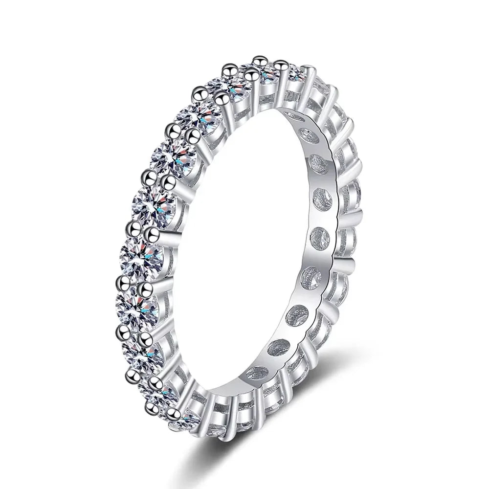 Serenity 3mm 5mm D Color All Moissanite Row Rings For Women Wedding Bridal 100% S925 Sterling Silver Plated 18K Eternity Rings - Madeinsea©