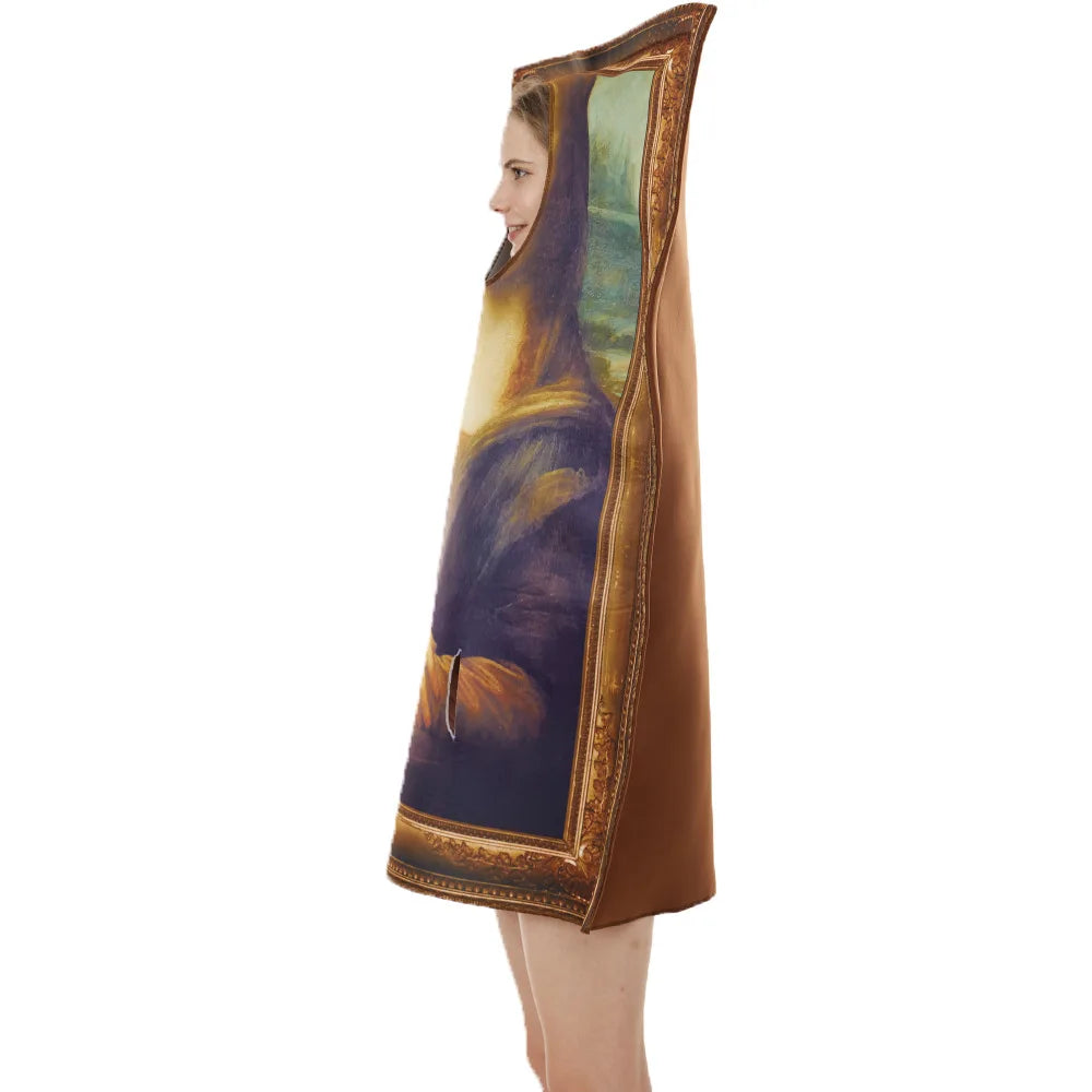 Costumes muraux amusants de Cosplay Mona Lisa pour adultes, combinaison unisexe en éponge, déguisement classique d'Halloween, de carnaval, de fête