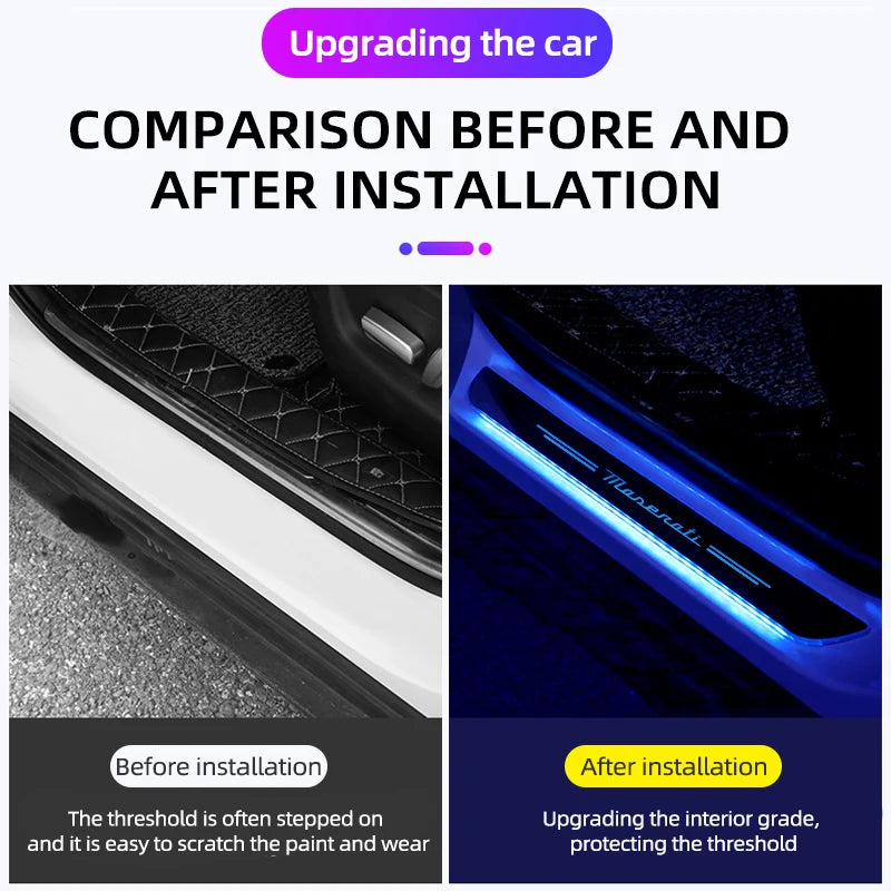 Threshold protection strip For Maserati Levante Ghibli GranTurismo Gran Quattroporte Car Welcome Threshold LED Atmosphere Light - Madeinsea©