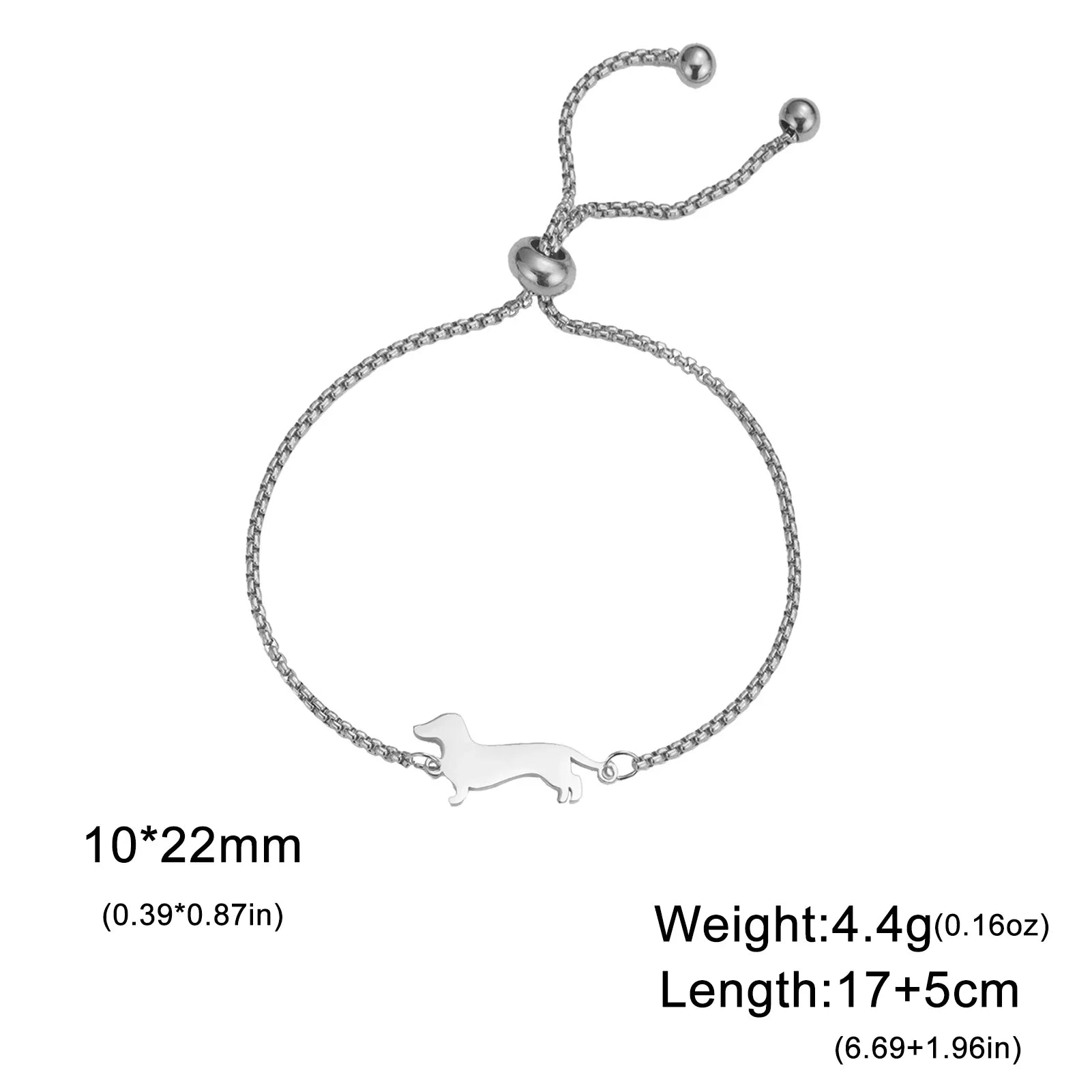 Bracelet à breloques teckel pour femme, en acier inoxydable, double chaîne de perles, adorable bracelet à motif chiot et animal de compagnie, bijou cadeau