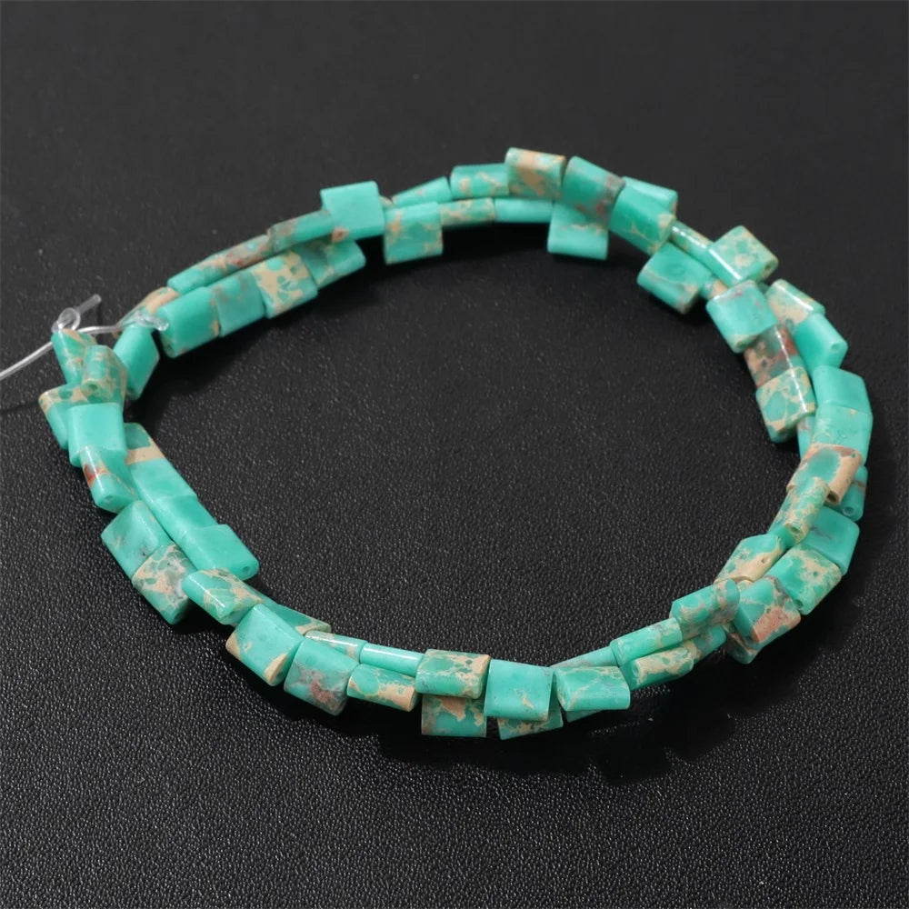 5MM Double Hole Square Bead Natural Tiger Eye Quartzs Imperial Jaspers DIY Beads For Jewelry Making Bracelet Necklace Handmade