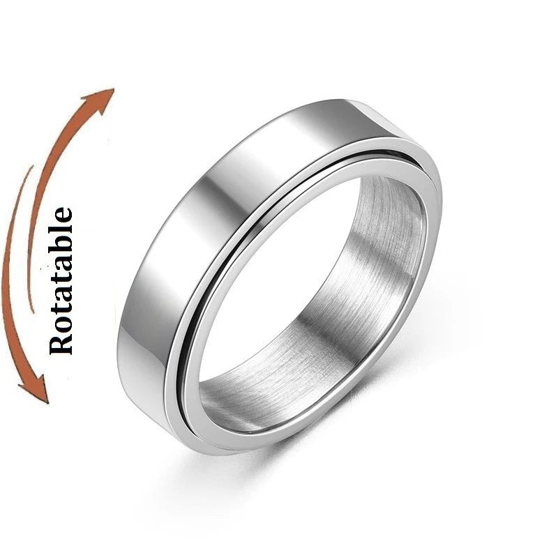 Silver Color Spinning Anxiety Rings for Men Women Star Moon Relaxing Ring 2025 Stainless Steel Anti Stress Rings Knuckle Jewelry