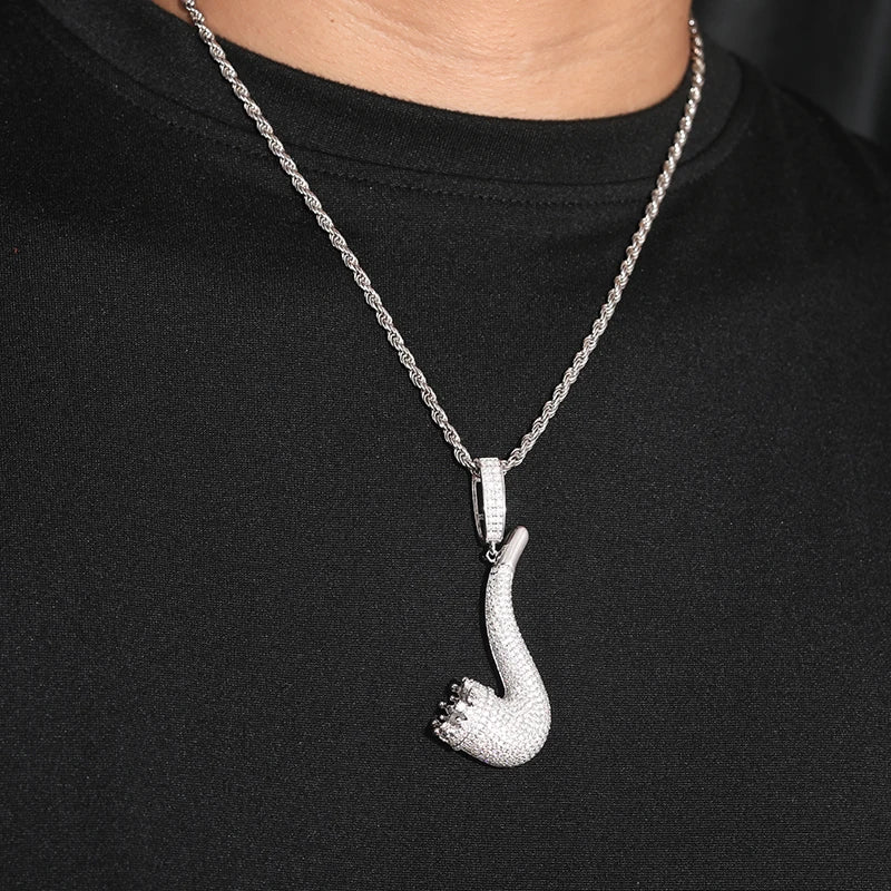 TUHE Unisex 925 Pipe Pendant Necklace Iced Out Moissanite Gold Silver Color Charm Hip Hop Fine Jewelry