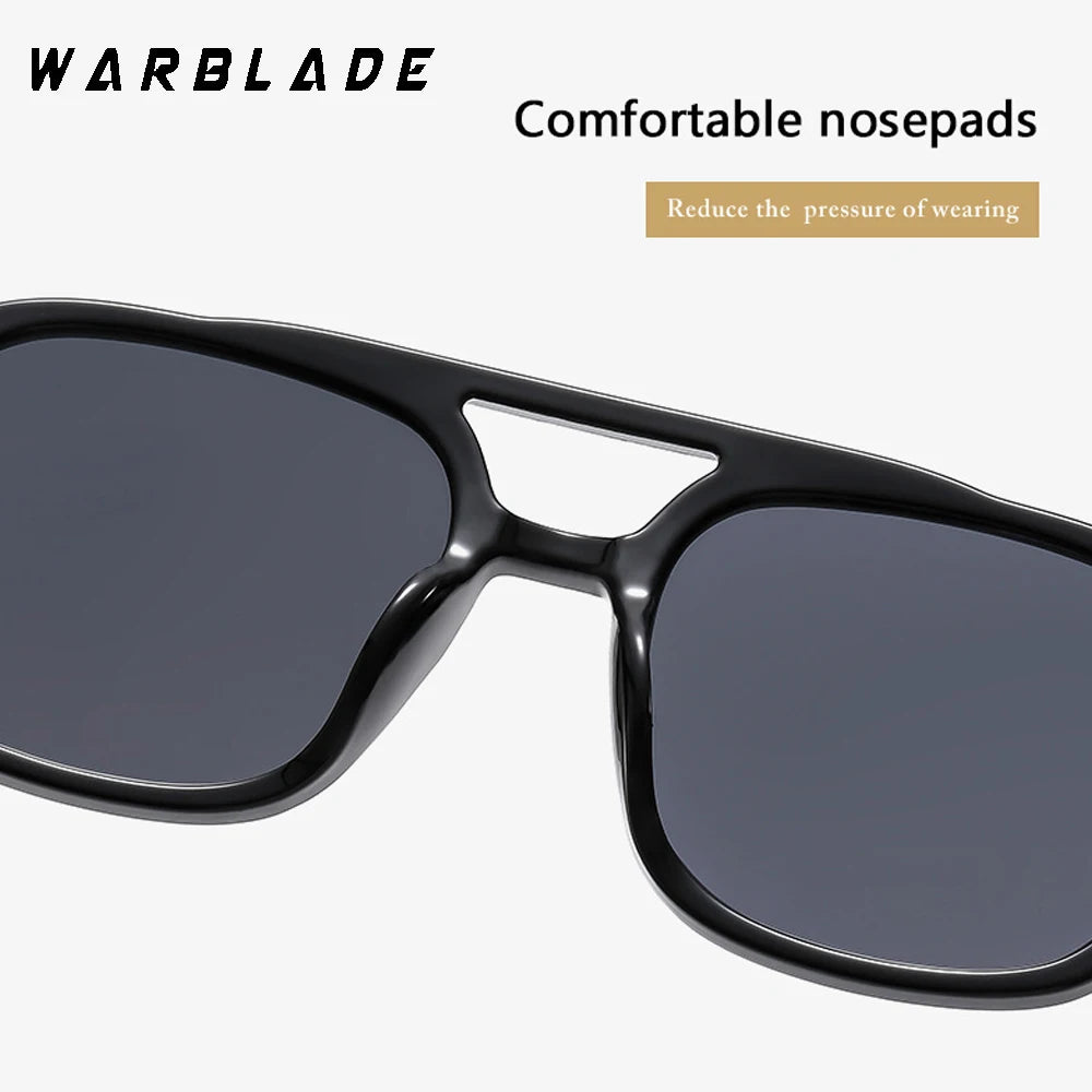 Lunettes de soleil de marque de luxe rétro carrées à double pont pour femmes, mode pilote rivets hommes été extérieur voyage nuances UV400